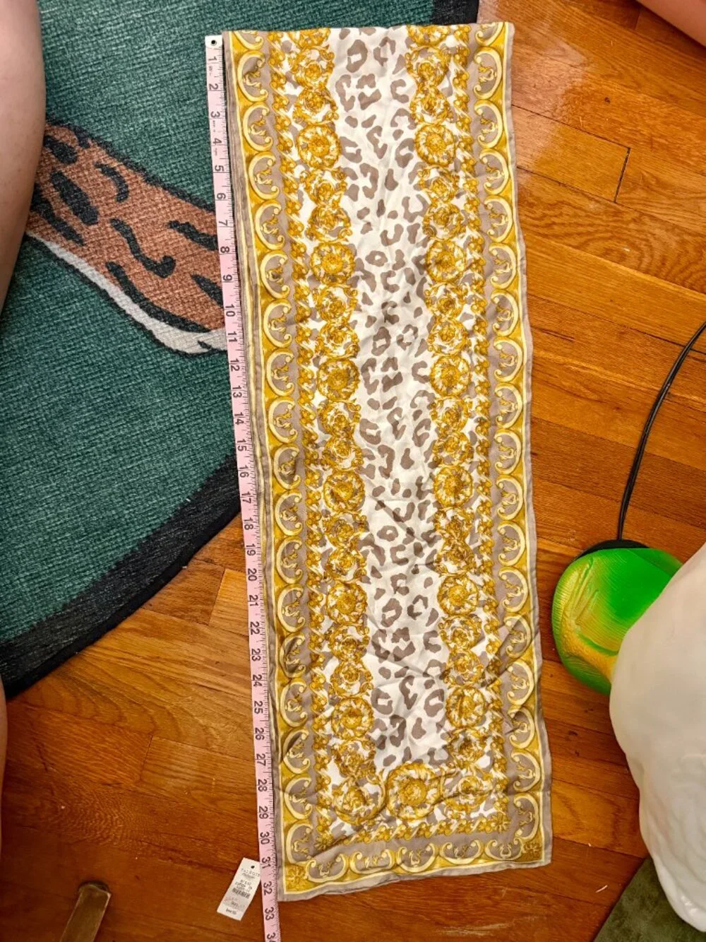Talbots NWT 100% Silk Scarf Leopard Baroque Gold Taupe